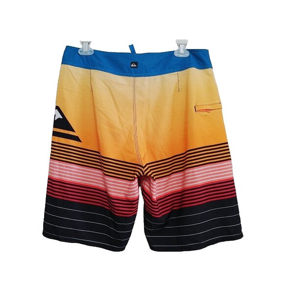 Quicksilver Board Shorts Mens Size 32 Swim Trunk Beach Surf Blue Orange - Picture 2 of 4